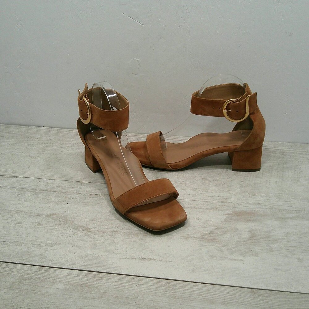 Aerosoles Women's Eliza Tan Sandals with Gold Buckle block heel Size 10 - Picture 4 of 14